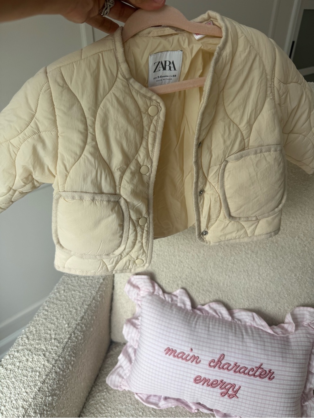 ZARA Cream Quilted Puffer Jacket for Kids